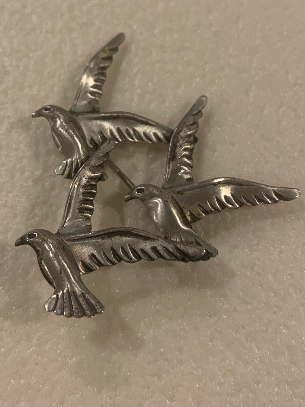 Vintage Beau Sterling Silver Flying Seagulls Brooch